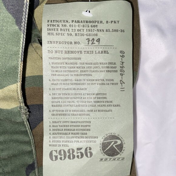 New Rothco Woodland Camo Paratrooper Fatigue Pants Mens 3XL 47”-51” 8 Pocket BDU - Picture 12 of 13